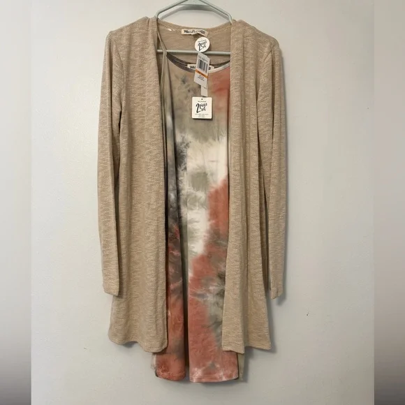 Wallflower Beige Cardigan with Multicolor Dress - Picture 1 of 2